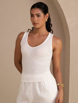 [White] SilkSilky-CA Sleeveless Deep V Neck Camisole 003