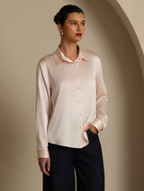 [Light Pink] SilkSilky-CA Long Sleeve Lapel Collar Women's Shirt 006