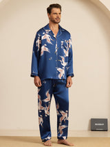[Dark Blue] SilkSilky-CA Long Sleeve Lapel Collar Men's Pajamas 003