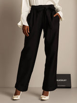 [Black] SilkSilky-CA 32Momme Silk-Wool Blend Womens Pants 006