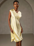 SilkSilky-CA Pure Silk Sleeveless V Neck Nightgown Yellow 004