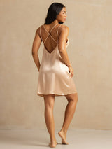 [Light Pink] SilkSilky-CA Spaghetti Strap V Neck Nightgown 002