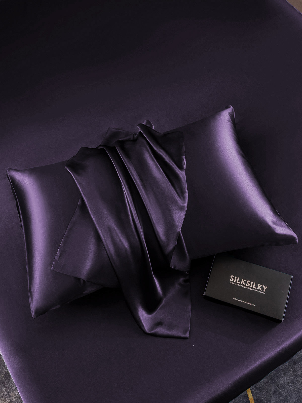 SilkSilky CA 30Momme Pure Silk Pillowcase DeepPurple 005