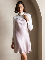 [Lavender] SilkSilky-CA Spaghetti Strap V Neck Dress 004