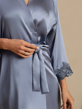 [Light Blue] SilkSilky-CA 3/4 Sleeve Women's Robe 004
