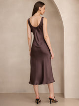 [Coffee] SilkSilky-CA Sleeveless Scoop Neck Dress 002