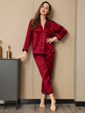 SilkSilky CA Long Sleeve Lapel Women's Pajamas Lavender 005