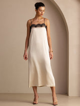[Brown Rice] SilkSilky-CA Spaghetti Strap Square Neck Dress 006