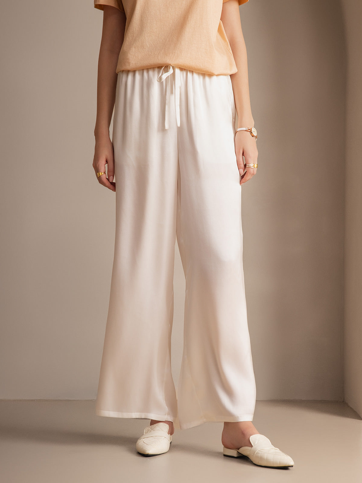 [Pink] SilkSilky-CA Pure Silk Womens Pants 007