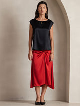[Black] SilkSilky-CA Cap Sleeve Round Neck Women's T-Shirt 004