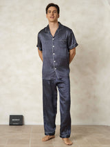 [NavyGinkgo] SilkSilky-CA Pure Silk Lapel Collar Men's Pajamas 006