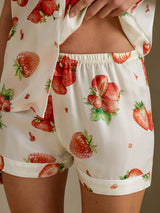 [White Strawberry] SilkSilky-CA Short Sleeve Notch Collar Women's Pajamas 005