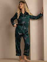 [Emerald Zebra] SilkSilky-CA Long Sleeve Lapel Collar Women's Pajamas 007