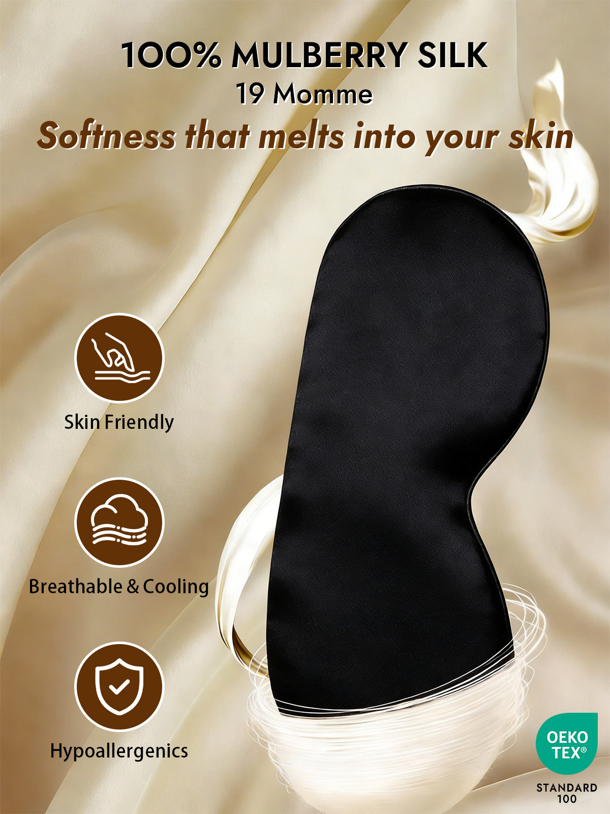 [Black] SilkSilky-CA 19Momme Pure Silk Eye Mask 003