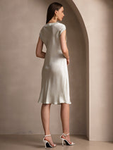 [Light Green] SilkSilky-CA Cap Sleeve V Neck Nightgown 002