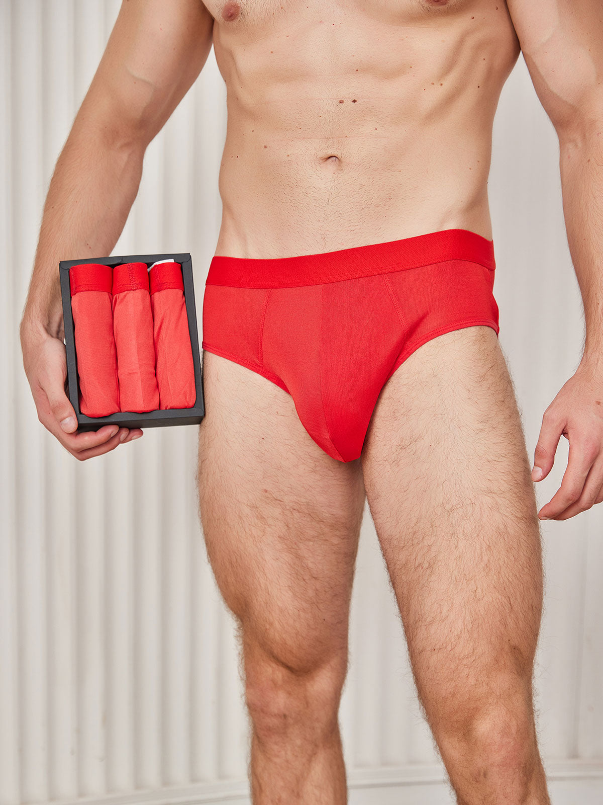 SilkSilky-CA Silk Knitted Mens Underwear Red 001