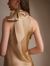 [Champagne] SilkSilky-CA Sleeveless Halter Dress 002