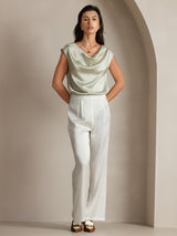 [Light Green] SilkSilky-CA Cap Sleeve Cowl Neck Women's T-Shirt 005
