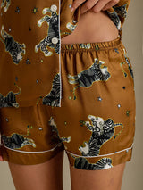 [Brown Lion] SilkSilky-CA Short Sleeve Notch Collar Women's Pajamas 006