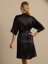 [Black] SilkSilky-CA Half Sleeve Women's Robe 002