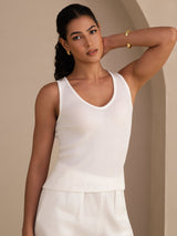 [White] SilkSilky-CA Sleeveless Deep V Neck Camisole 004