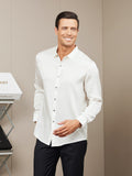 SilkSilky CA Silk Long Sleeve Collar Men's Shirt White 003