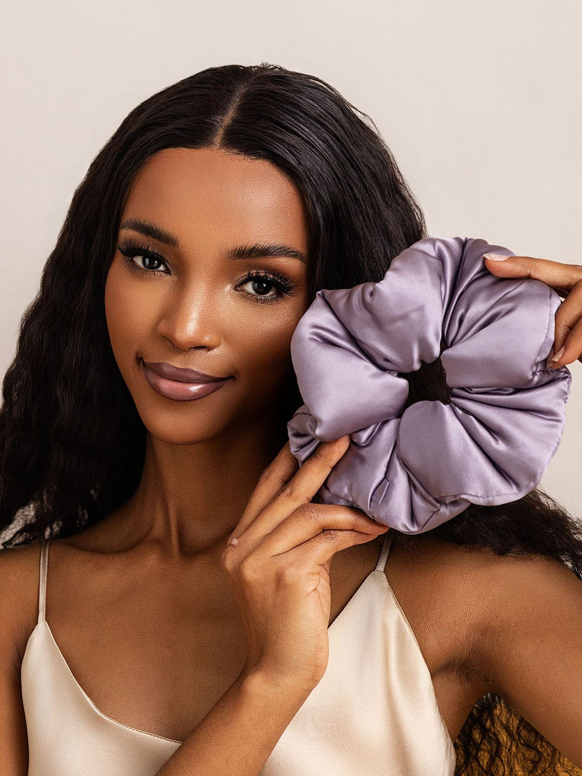 [Deep Purple] SilkSilky-CA Silk Scrunchie 001