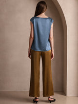 [Real Teal] SilkSilky-CA Cap Sleeve Round Neck Women's T-Shirt 002