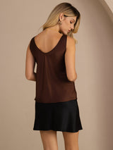 [Coffee] SilkSilky-CA Sleeveless V Neck Camisole 002