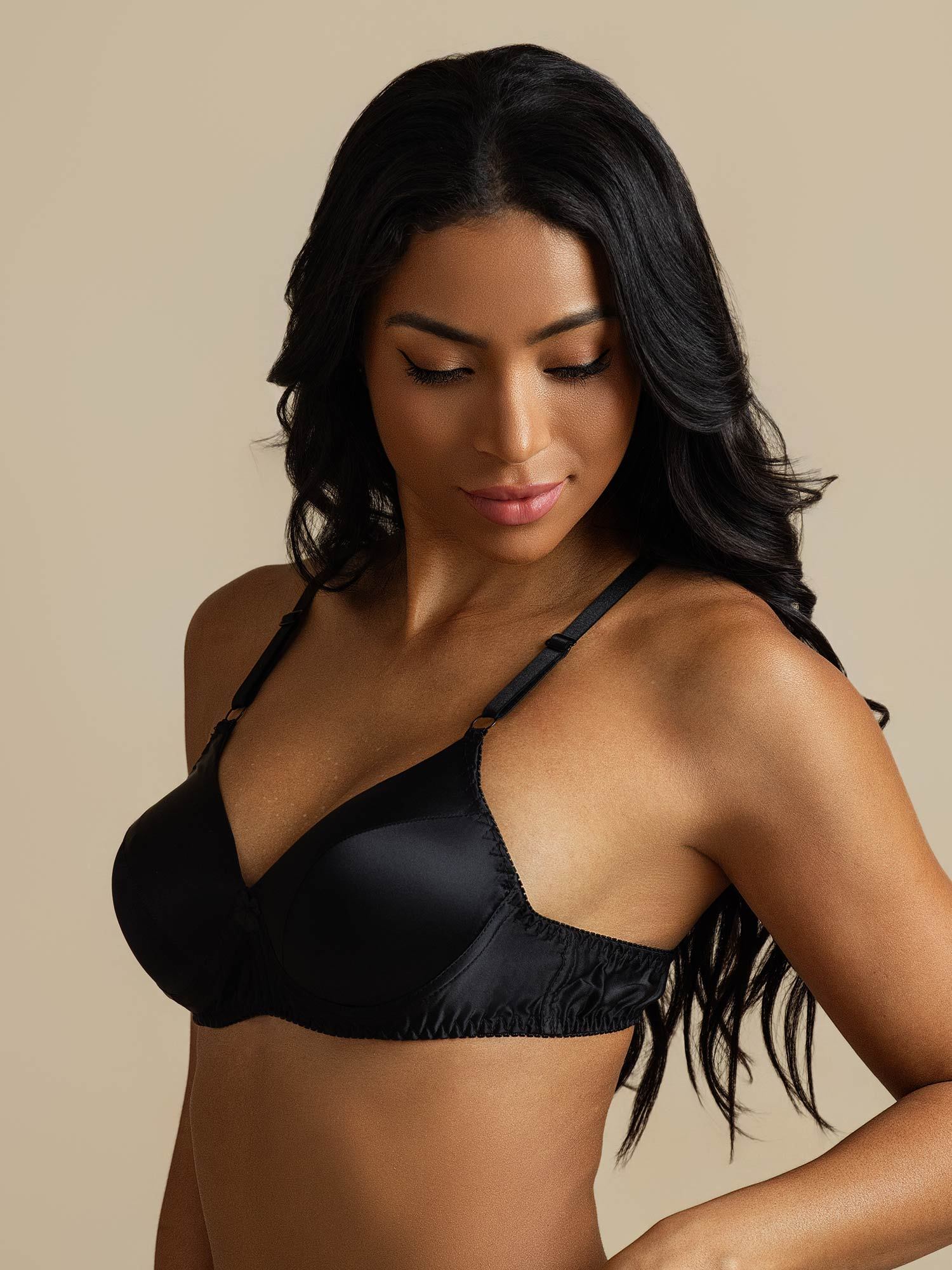[Black] SilkSilky-CA Pure Silk Bra 007,