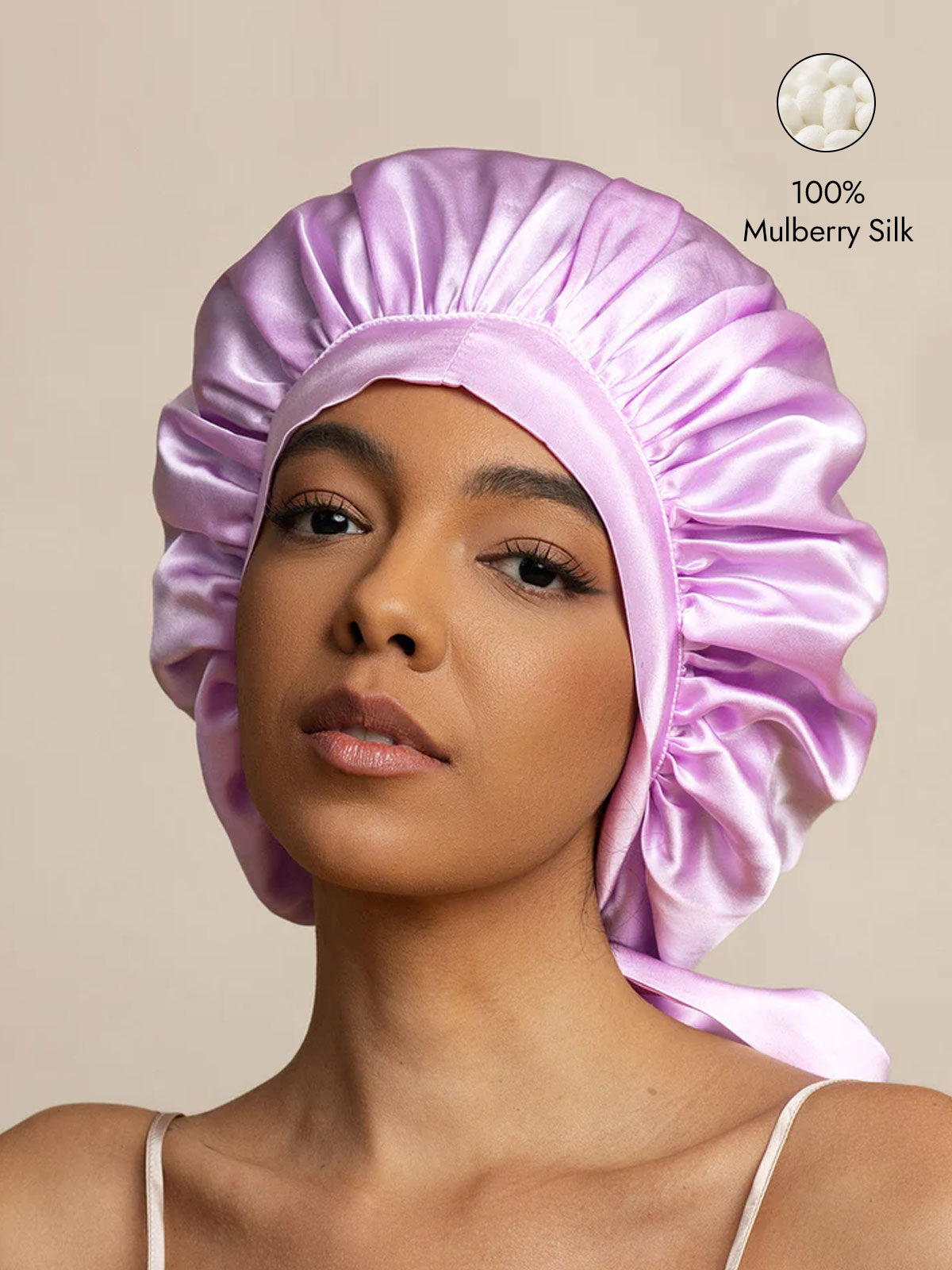 [Lavender] SilkSilky-CA Pure Silk Sleep Cap 001