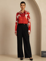 [Wine] SilkSilky-CA Long Sleeve Lapel Collar Women's Shirt 006