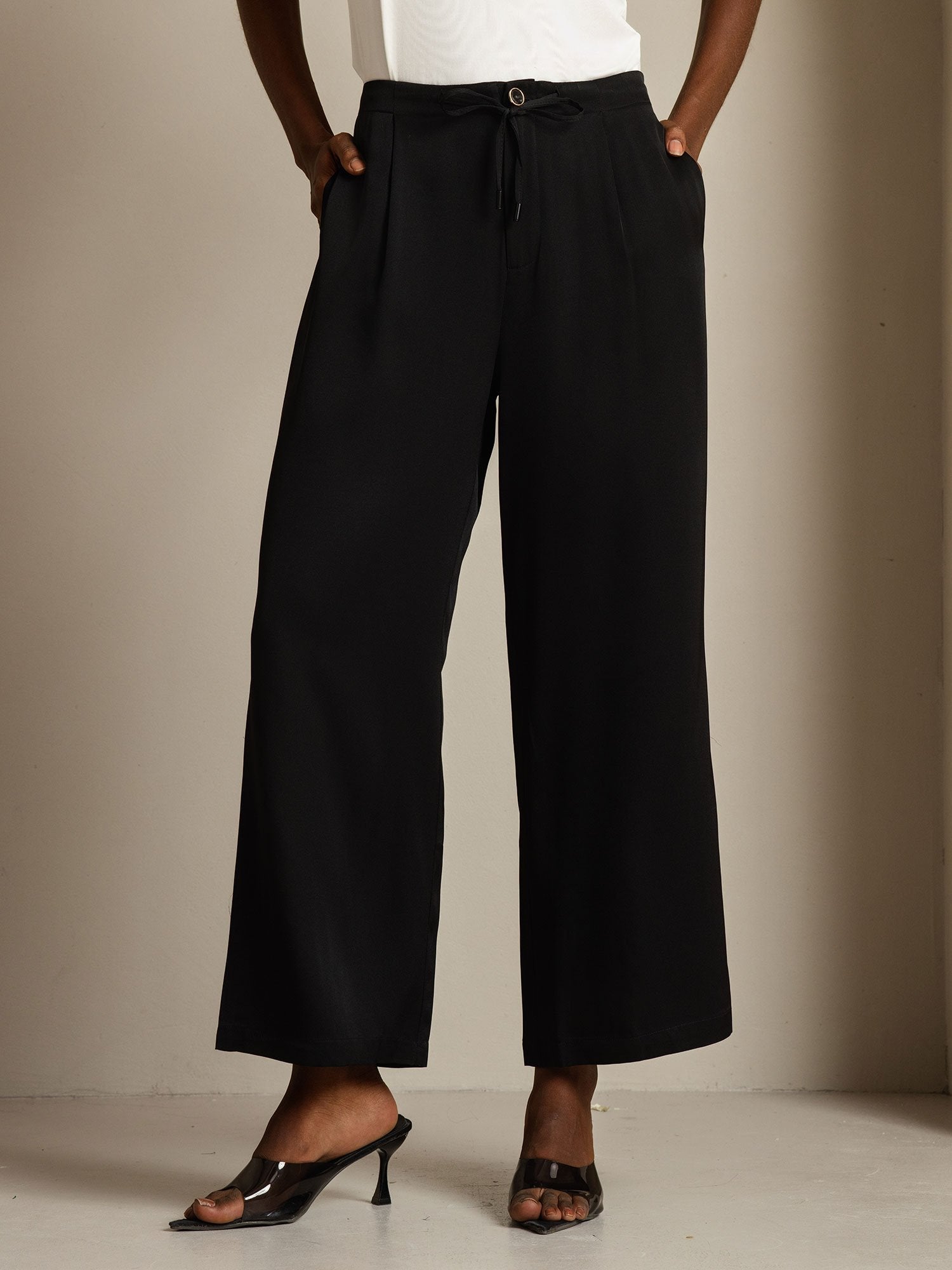 [Black] SilkSilky-CA 19Momme Silk Womens Pants 001