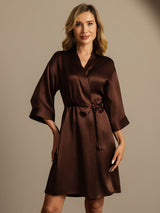 [Coffee] SilkSilky-CA 3/4 Sleeve Women's Robe 005
