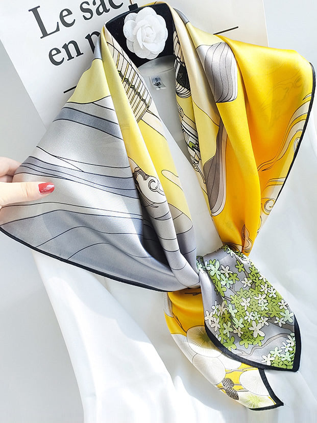 SilkSilky CA Pure Silk Scarf Yellow 001