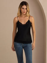 [Black] SilkSilky-CA Spaghetti Strap V Neck Camisole 004