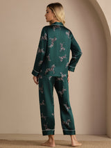 [Emerald Zebra] SilkSilky-CA Long Sleeve Lapel Collar Women's Pajamas 002