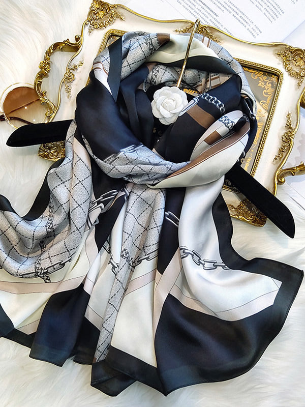 SilkSilky CA Pure Silk Scarf Black 001