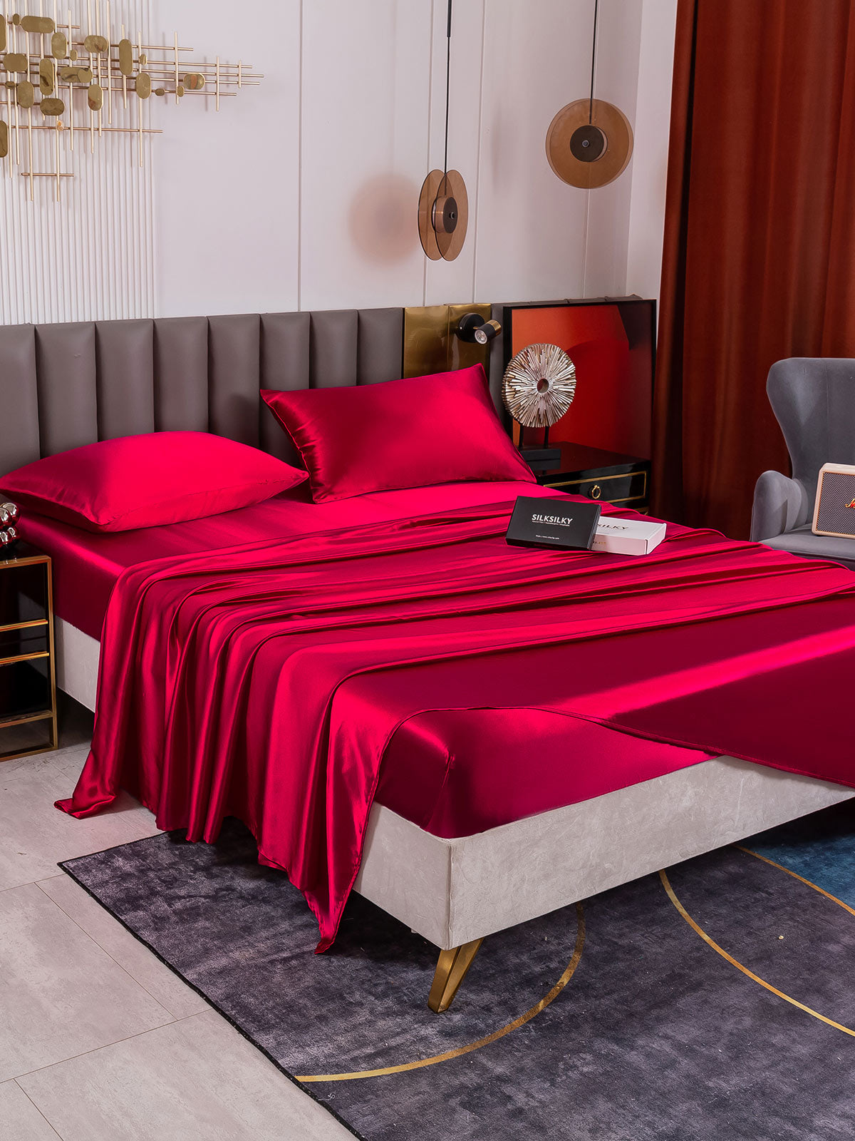 [Wine] SilkSilky-CA 19Momme Pure Silk Bedding Set 006