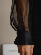 [Black] SilkSilky-CA Long Sleeve Lapel Collar Women's Shirt 004