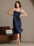 SilkSilky-CA 19Momme Silk Sleeveless Dress DarkBlue 001