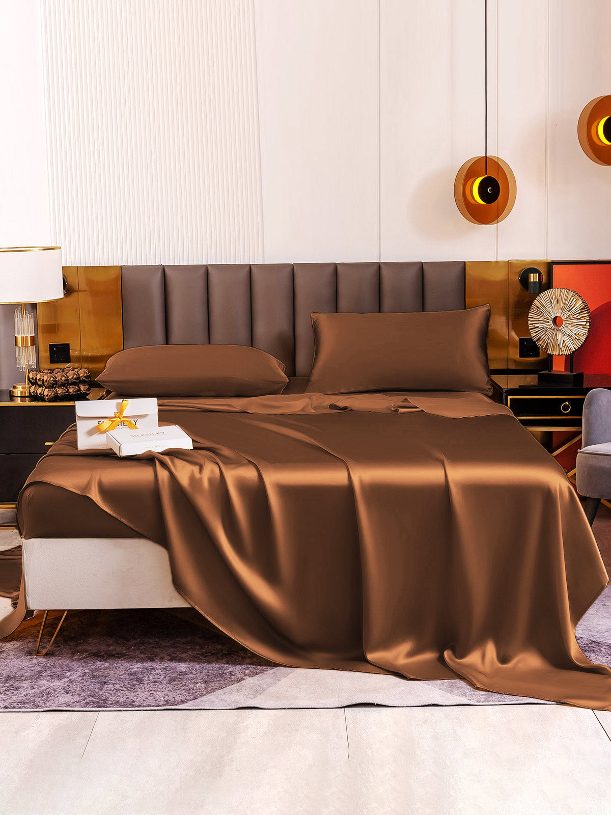 [Coffee] SilkSilky-CA 19Momme Pure Silk Bedding Set 005