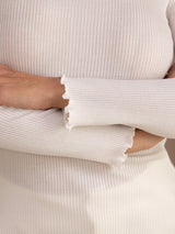 [White] SilkSilky-CA Long Sleeve Turtle Neck Women's T-Shirt 006