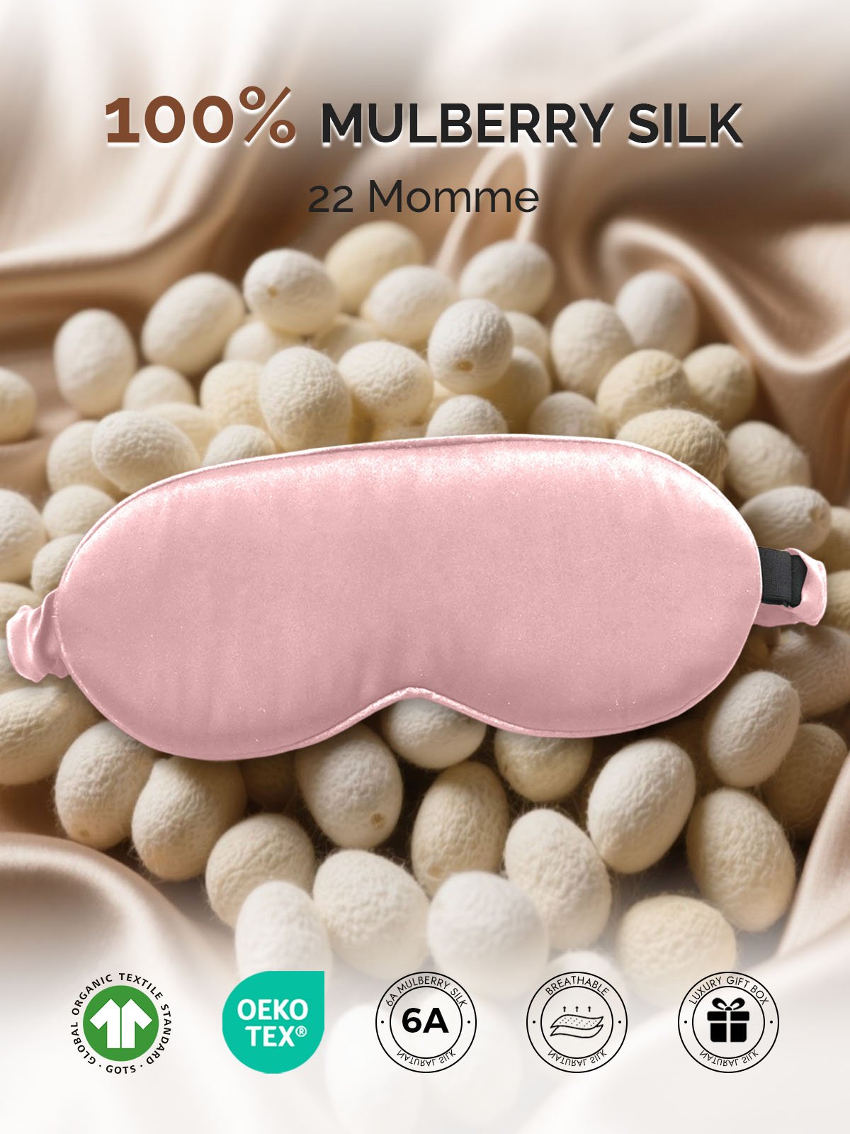 [Pink] SilkSilky-CA 22Momme Pure Silk Eye Mask 002