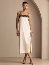 [Brown Rice] SilkSilky-CA Spaghetti Strap Square Neck Dress 001