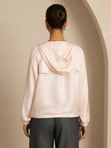 [Pink] SilkSilky-CA Silk Satin Surah Long Sleeve High Neck Women's Outerwear 002