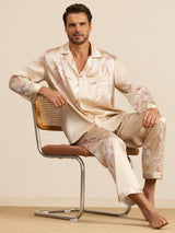 [Champagne] SilkSilky-CA Long Sleeve Lapel Collar Men's Pajamas 001