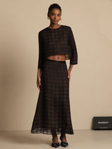 [Black] SilkSilky-CA Pure Silk Long Sleeve Round Neck Women''s Outfit Sets 001