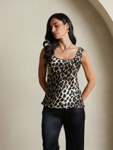 [Leopard] SilkSilky-CA 19Momme Silk U Neck Camisole 006,