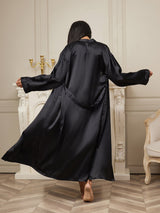 [Black] SilkSilky-CA Long Sleeve Women's Robe 002
